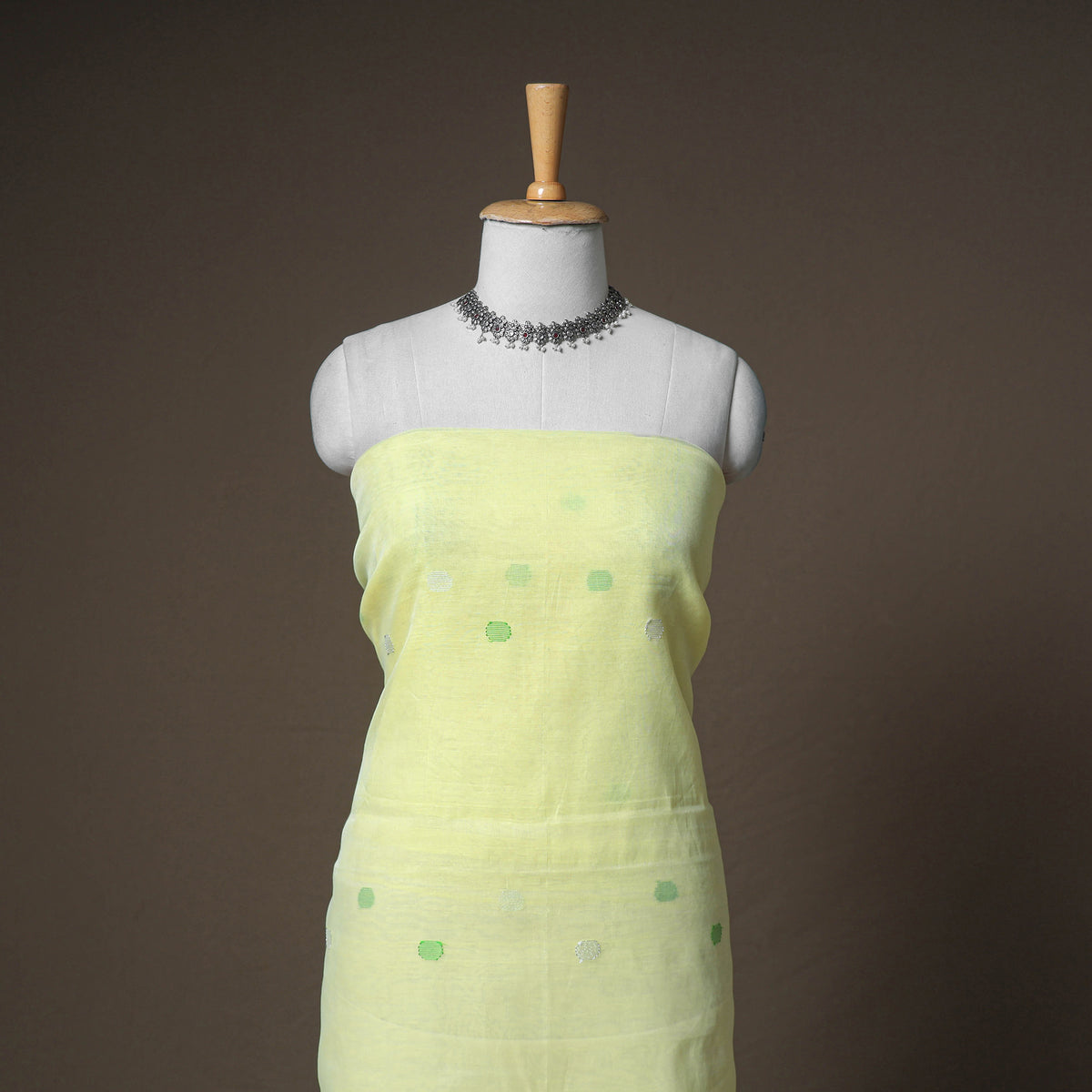 Jamdani Pure Handloom Muslin Unstitched Dress Material: Kurta with Dupatta 02
