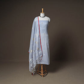 Jamdani Pure Handloom Muslin Unstitched Dress Material: Kurta with Dupatta 03