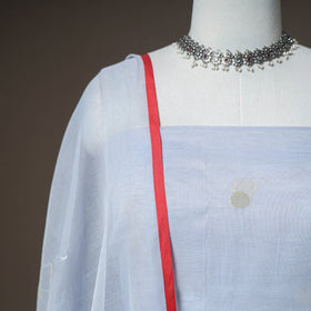Jamdani Pure Handloom Muslin Unstitched Dress Material: Kurta with Dupatta 03