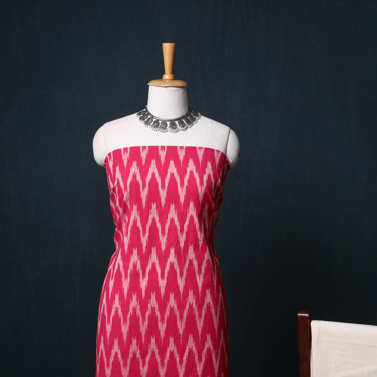 Pochampally Ikat Cotton Unstitched Dress Material: Kurta, Bottom with Dupatta  16