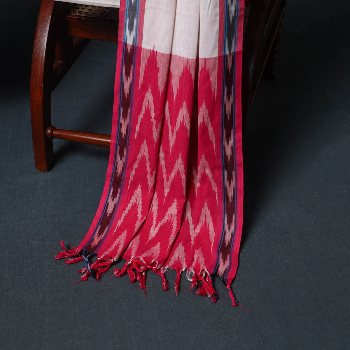 Pochampally Ikat Cotton Unstitched Dress Material: Kurta, Bottom with Dupatta  16