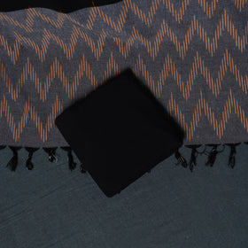 Pochampally Ikat Cotton Unstitched Dress Material: Kurta, Bottom with Dupatta  17