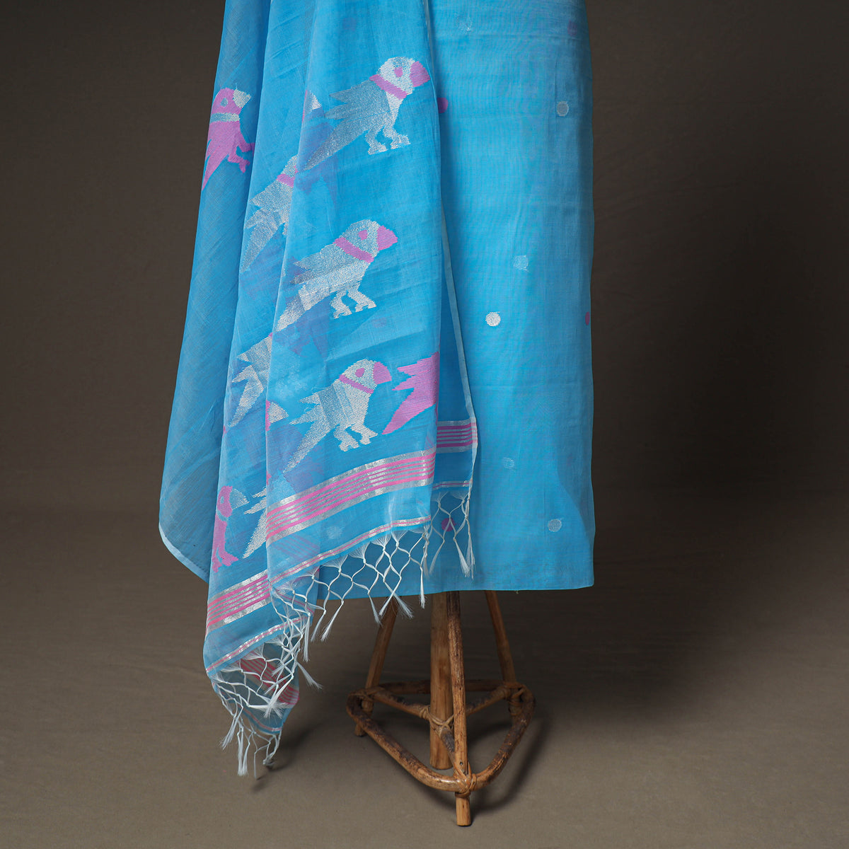 Jamdani Pure Handloom Muslin Unstitched Dress Material: Kurta with Dupatta 06