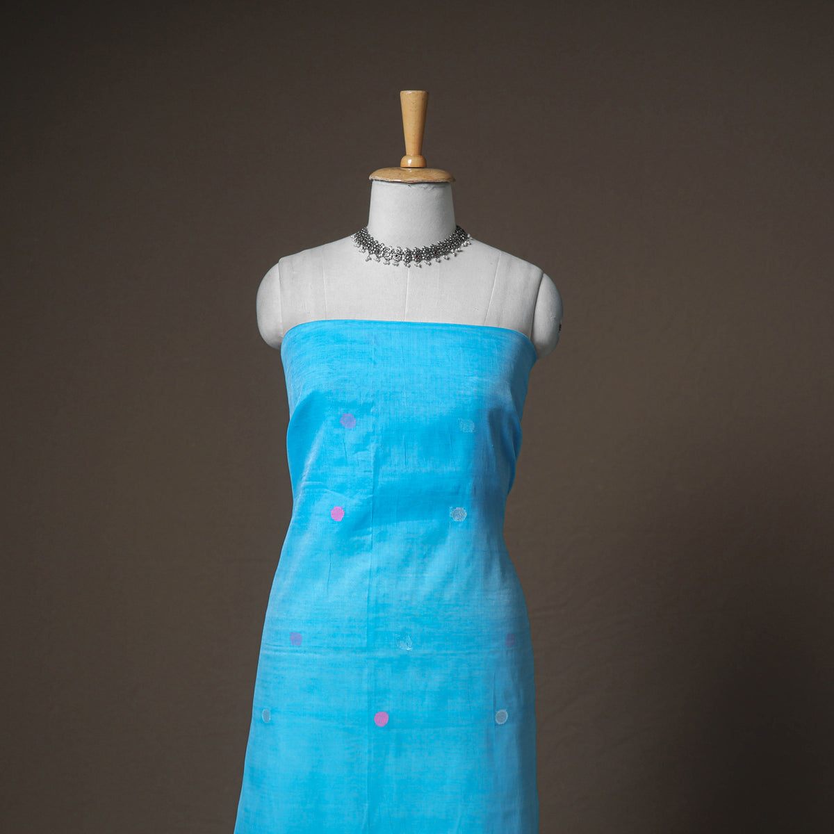 Jamdani Pure Handloom Muslin Unstitched Dress Material: Kurta with Dupatta 06