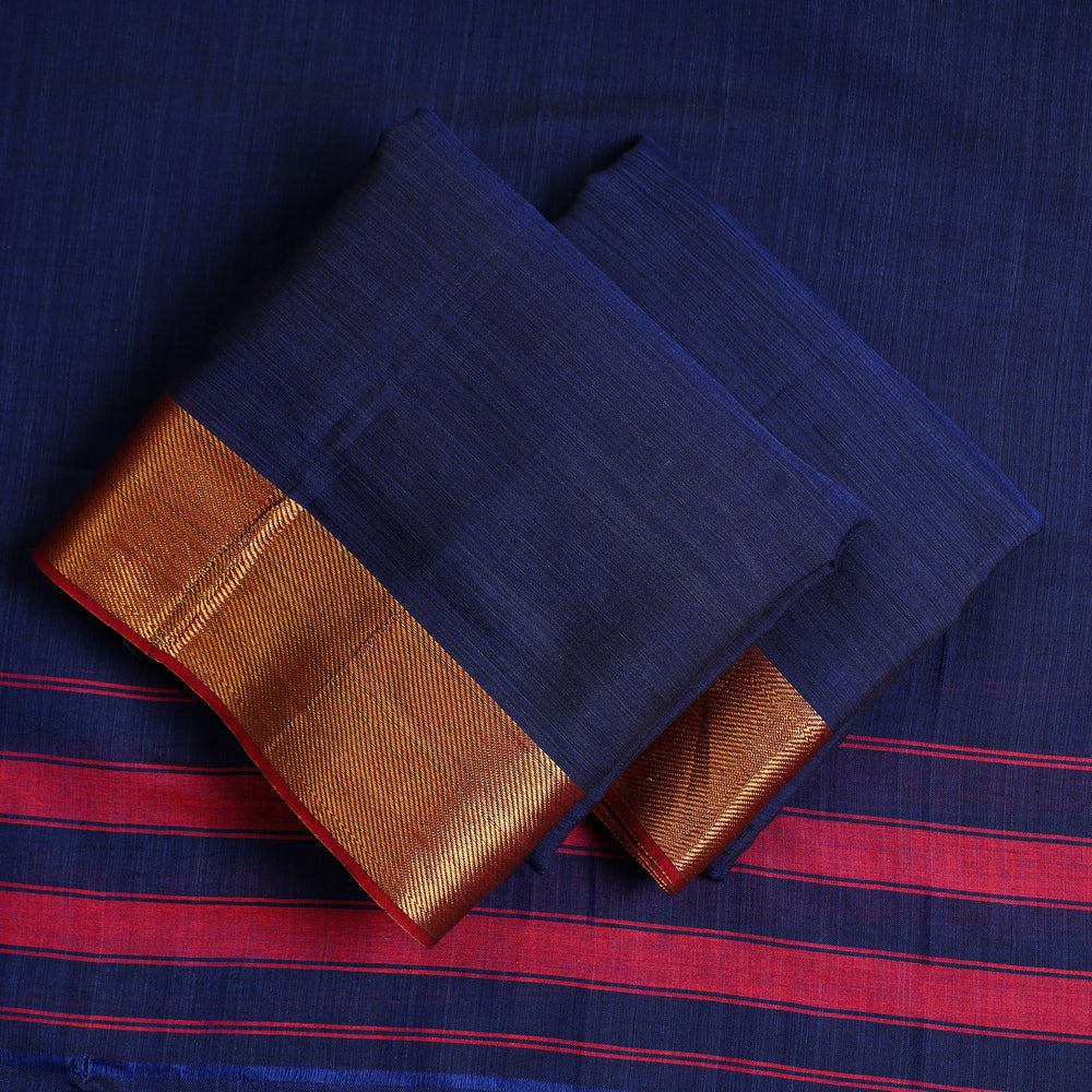 Blue - 3pc Dharwad Cotton Suit Material Set 06