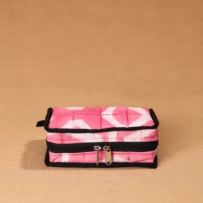 Pink - Handmade 4 Pockets Cotton Jewellery Bag 03