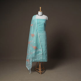 Jamdani Pure Handloom Muslin Unstitched Dress Material: Kurta with Dupatta 07