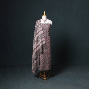 Akola Hand Block Print Woolen Unstitched Dress Material: Kurta, Bottom with Dupatta 37