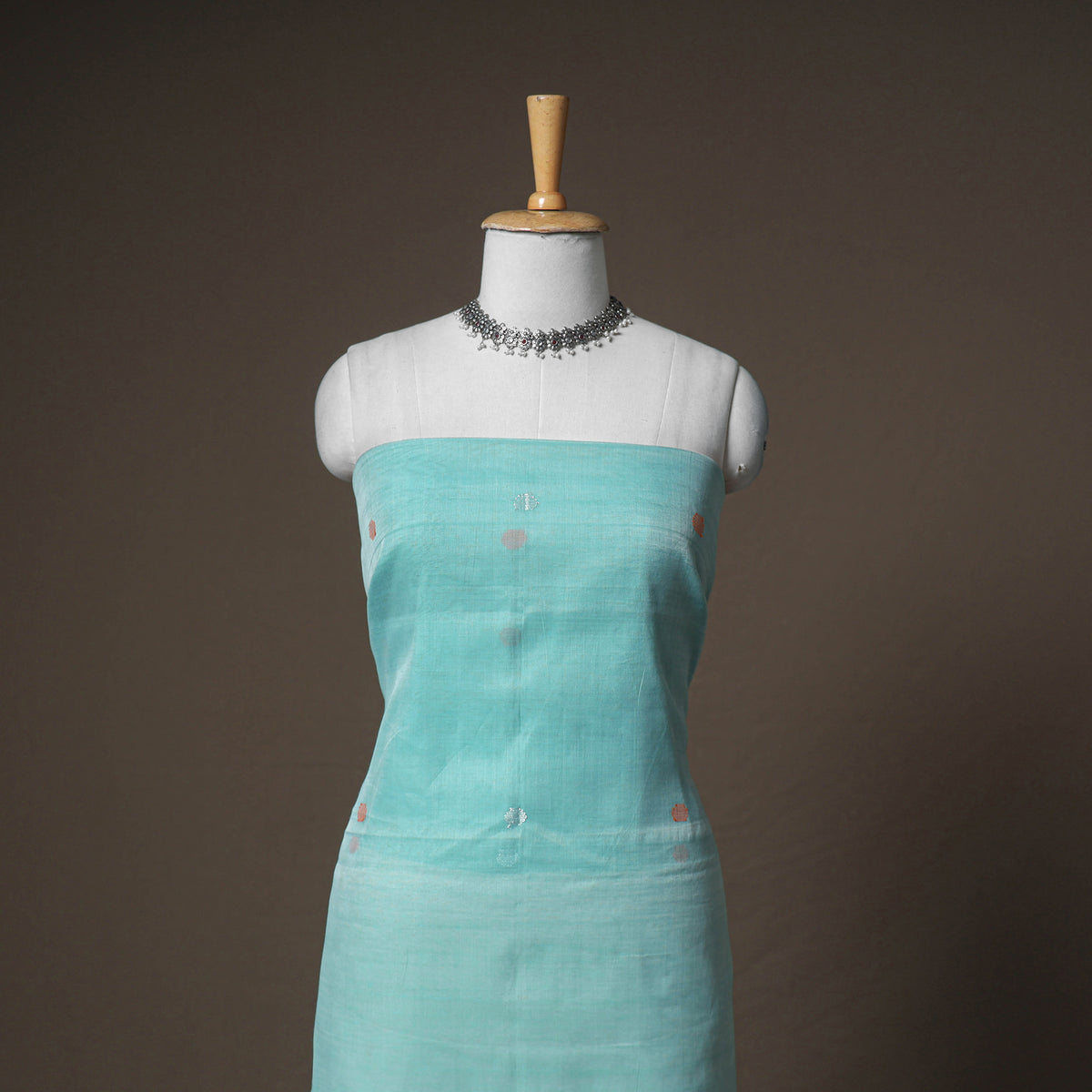 Jamdani Pure Handloom Muslin Unstitched Dress Material: Kurta with Dupatta 07