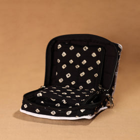 Black Handmade 4 Pockets Cotton Jewellery Bag