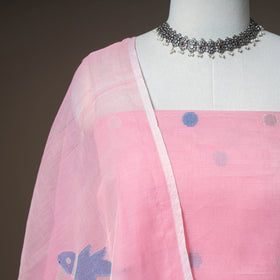 Jamdani Pure Handloom Muslin Unstitched Dress Material: Kurta with Dupatta 08
