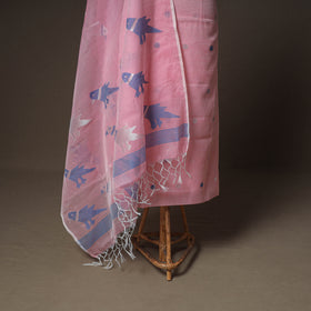 Jamdani Pure Handloom Muslin Unstitched Dress Material: Kurta with Dupatta 08