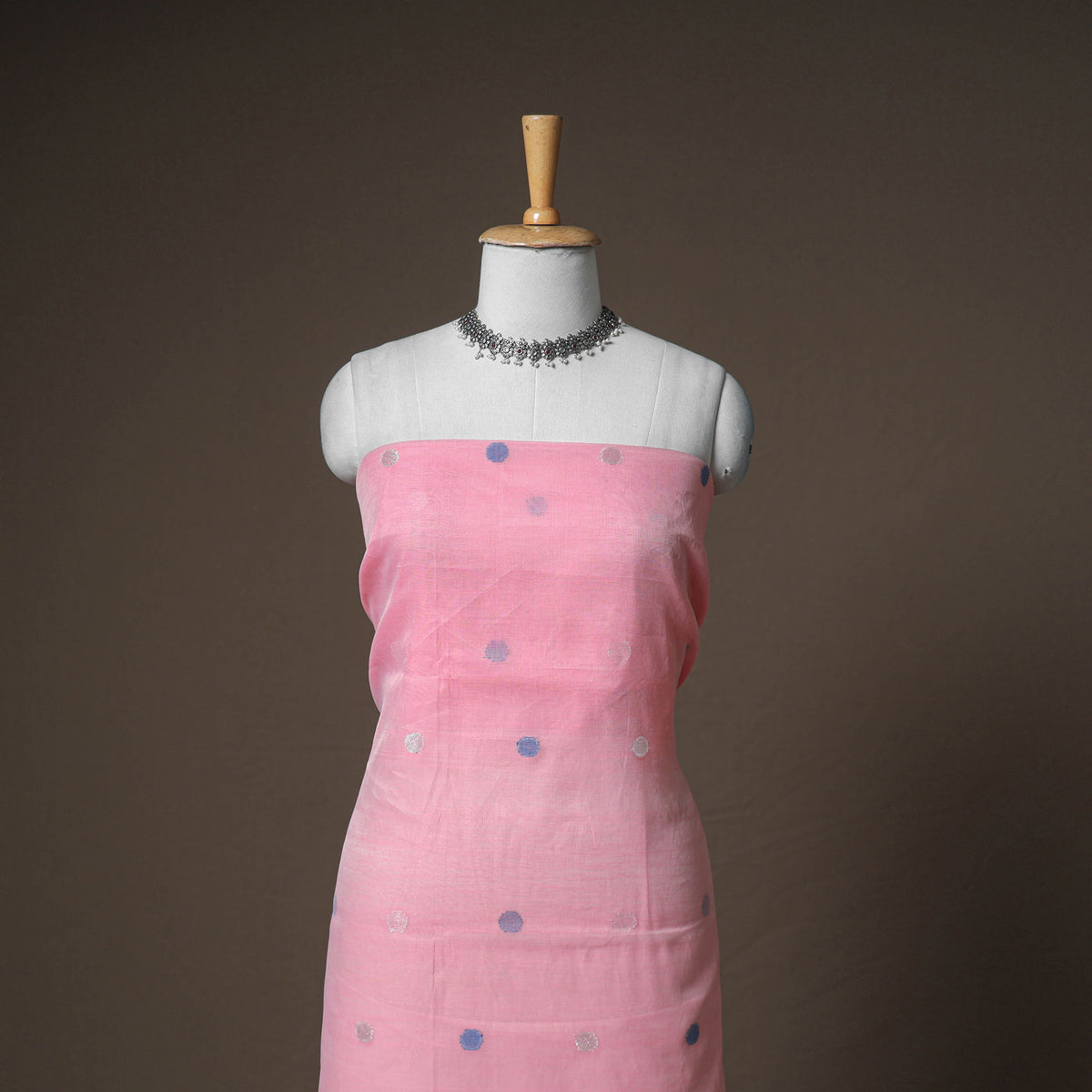 Jamdani Pure Handloom Muslin Unstitched Dress Material: Kurta with Dupatta 08