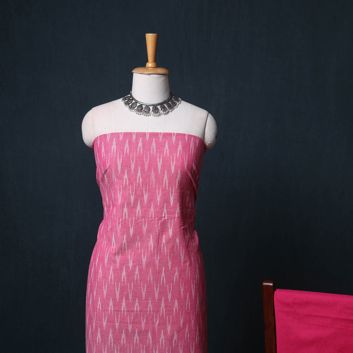 Pochampally Ikat Cotton Unstitched Dress Material: Kurta, Bottom with Dupatta  20