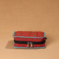 Red - Handmade 4 Pockets Cotton Jewellery Bag 05