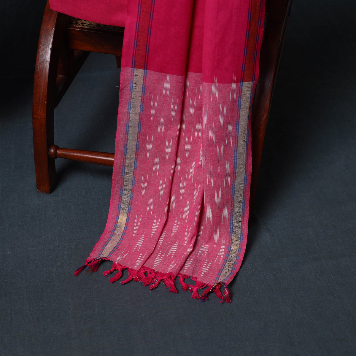 Pochampally Ikat Cotton Unstitched Dress Material: Kurta, Bottom with Dupatta  20