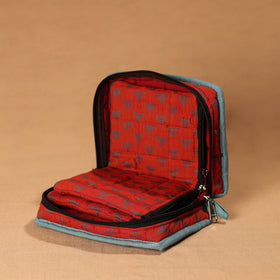Red Handmade 4 Pockets Cotton Jewellery Bag