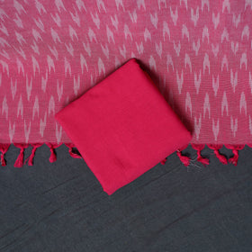Pochampally Ikat Cotton Unstitched Dress Material: Kurta, Bottom with Dupatta  20