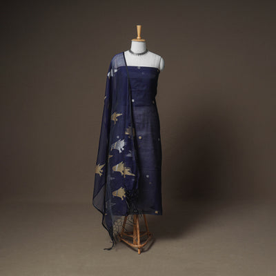 Jamdani Pure Handloom Muslin Unstitched Dress Material: Kurta with Dupatta 09