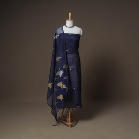 Jamdani Pure Handloom Muslin Unstitched Dress Material: Kurta with Dupatta 09