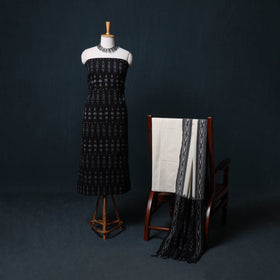 Pochampally Ikat Cotton Unstitched Dress Material: Kurta, Bottom with Dupatta  21