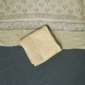 Akola Hand Block Print Woolen Unstitched Dress Material: Kurta, Bottom with Dupatta 38