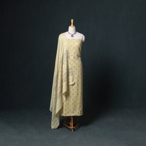 Akola Hand Block Print Woolen Unstitched Dress Material: Kurta, Bottom with Dupatta 38