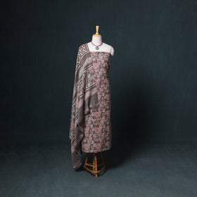 Akola Hand Block Print Woolen Unstitched Dress Material: Kurta, Bottom with Dupatta 40