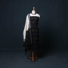 Pochampally Ikat Cotton Unstitched Dress Material: Kurta, Bottom with Dupatta  21
