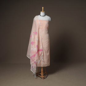 Jamdani Pure Handloom Muslin Unstitched Dress Material: Kurta with Dupatta 10