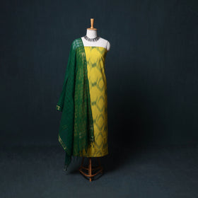 Pochampally Ikat Cotton Unstitched Dress Material: Kurta, Bottom with Dupatta  22