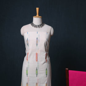 Pochampally Ikat Cotton Unstitched Dress Material: Kurta, Bottom with Dupatta  23