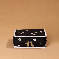 Black - Handmade 4 Pockets Cotton Jewellery Bag 09