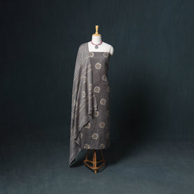 Akola Hand Block Print Woolen Unstitched Dress Material: Kurta, Bottom with Dupatta 41