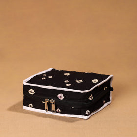 Black Handmade 4 Pockets Cotton Jewellery Bag