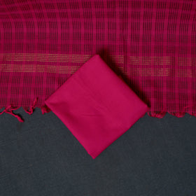 Pochampally Ikat Cotton Unstitched Dress Material: Kurta, Bottom with Dupatta  23