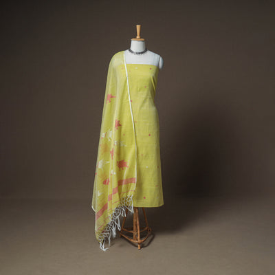 Jamdani Pure Handloom Muslin Unstitched Dress Material: Kurta with Dupatta 13