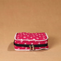 Pink - Handmade 4 Pockets Cotton Jewellery Bag 12