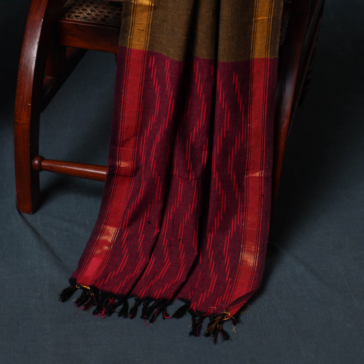 Pochampally Ikat Cotton Unstitched Dress Material: Kurta, Bottom with Dupatta  24