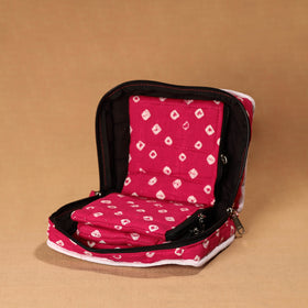 Pink Handmade 4 Pockets Cotton Jewellery Bag