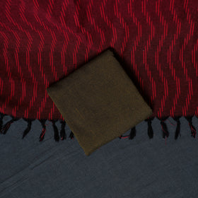 Pochampally Ikat Cotton Unstitched Dress Material: Kurta, Bottom with Dupatta  24