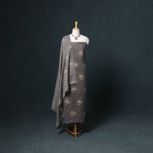 Akola Hand Block Print Woolen Unstitched Dress Material: Kurta, Bottom with Dupatta 42