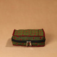 Green - Handmade 4 Pockets Cotton Jewellery Bag 13