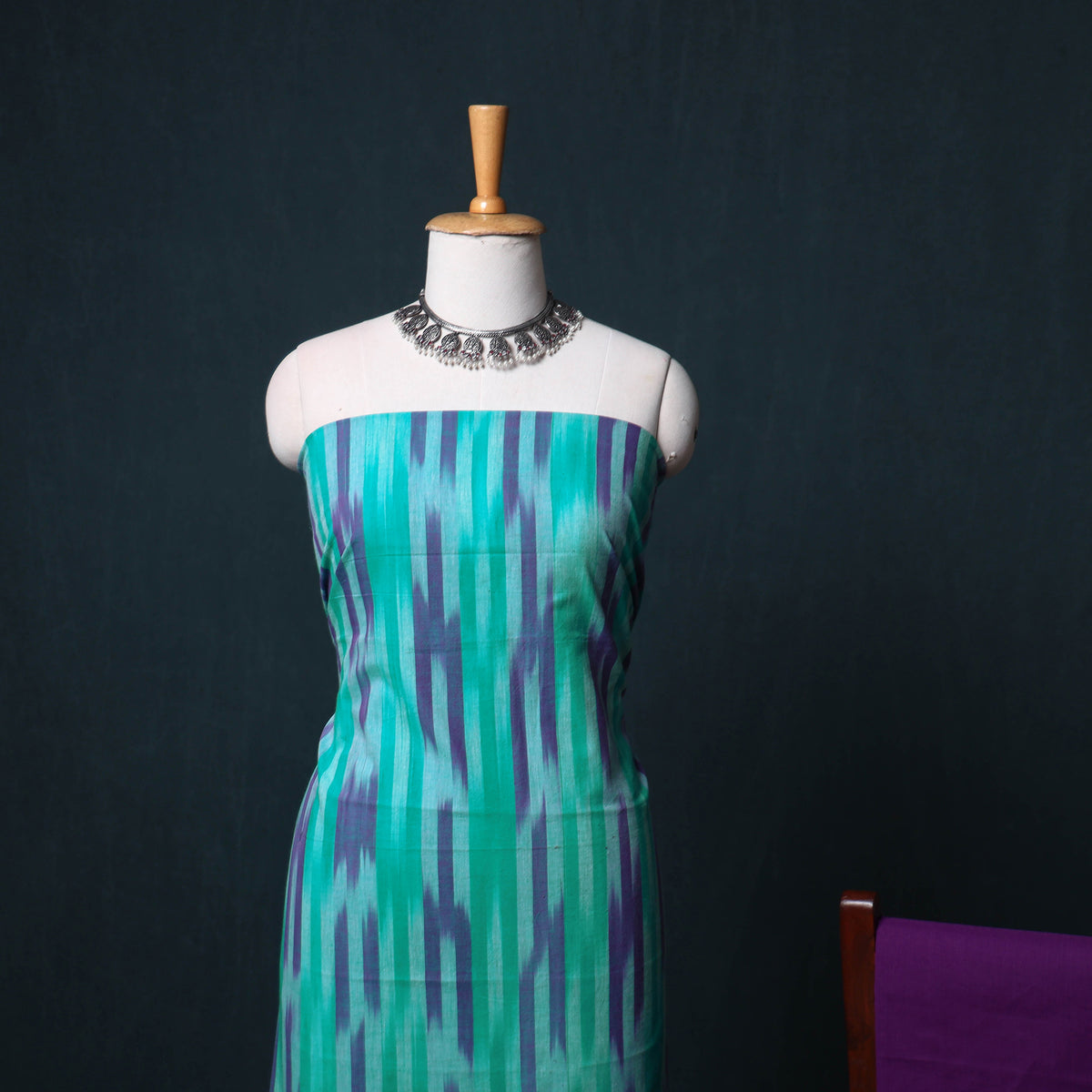 Pochampally Ikat Cotton Unstitched Dress Material: Kurta, Bottom with Dupatta  25