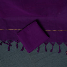 Pochampally Ikat Cotton Unstitched Dress Material: Kurta, Bottom with Dupatta  25