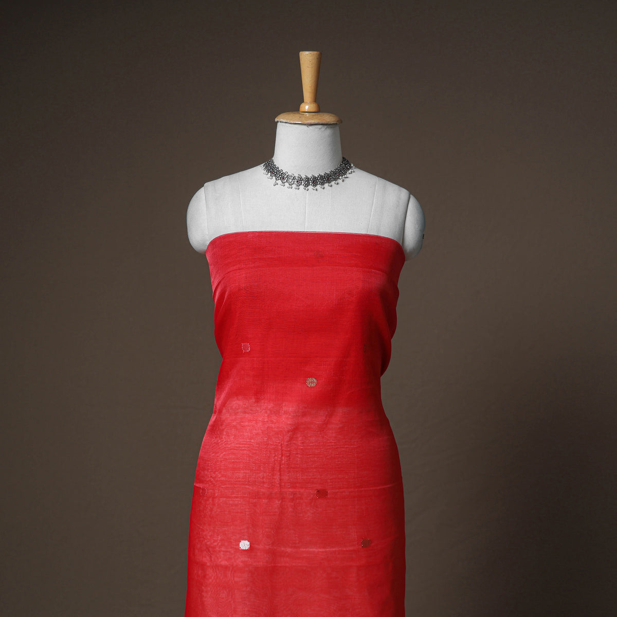 Jamdani Pure Handloom Muslin Unstitched Dress Material: Kurta with Dupatta 15