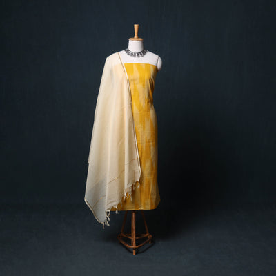 Pochampally Ikat Cotton Unstitched Dress Material: Kurta, Bottom with Dupatta  26