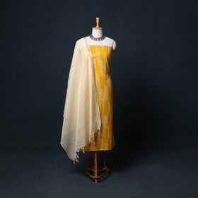 Pochampally Ikat Cotton Unstitched Dress Material: Kurta, Bottom with Dupatta  26