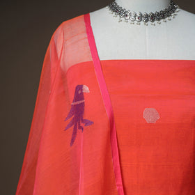 Jamdani Pure Handloom Muslin Unstitched Dress Material: Kurta with Dupatta 16