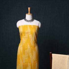 Pochampally Ikat Cotton Unstitched Dress Material: Kurta, Bottom with Dupatta  26